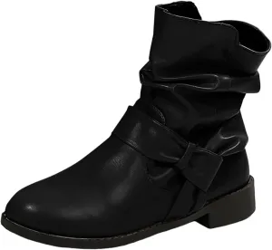 AMDBEL Mid Calf Boots for Women Low Heel Fall Boots for Women 2024 Comfortable Zipper Ankle Boots Fashion Booties Shoes