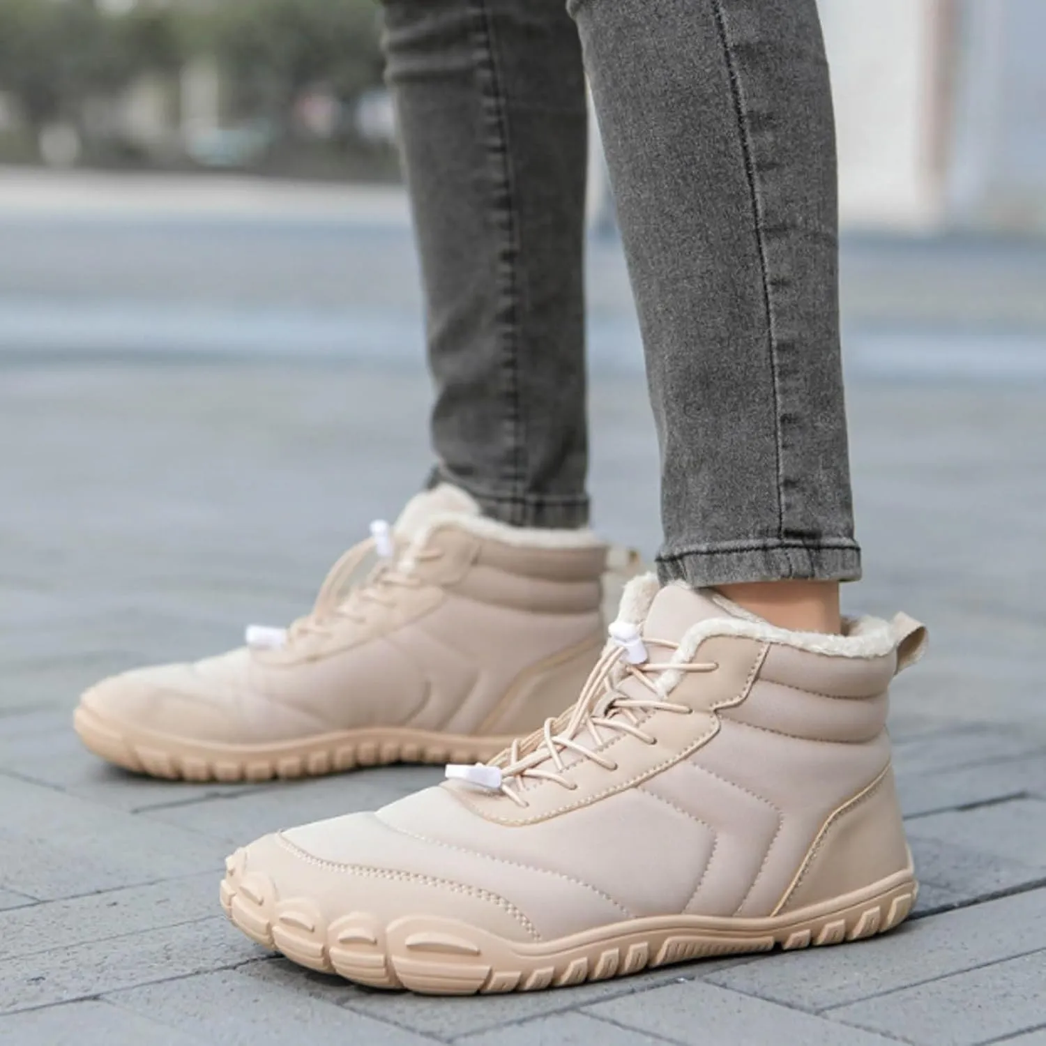 AMDBEL SWinter Barefoot Shoes Women Men, Hiking Footwear Barefoot Snow Boots, Warm Non-Slip Waterproof Barefoot Shoes