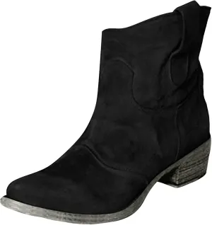 AMDBEL Womens Boots Ankle, Women's Ankle Boots Chunky Low Heel Suede Mid Calf Zipper Cowboy Boots Winter Booties