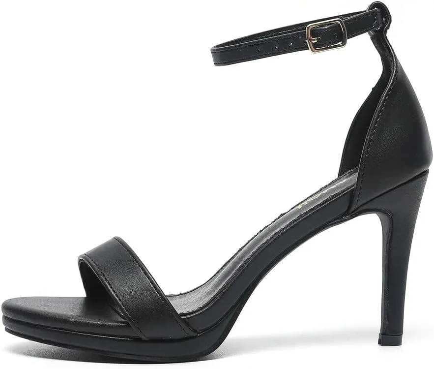 Amoji Women's 4 Inch Heels Strappy Heels Ankle Strap Lady Heeled Sandals 324