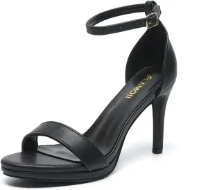 Amoji Women's 4 Inch Heels Strappy Heels Ankle Strap Lady Heeled Sandals 324