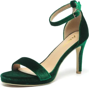 Amoji Women's 4 Inch Heels Strappy Heels Ankle Strap Lady Heeled Sandals 324