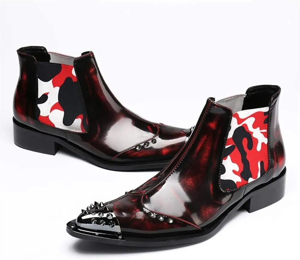 Ankle Boots For Men Pointed Wing Tip Mens Chelsea Boots Office Party Business Holiday Club For Show The First Layer Of Cowhide
