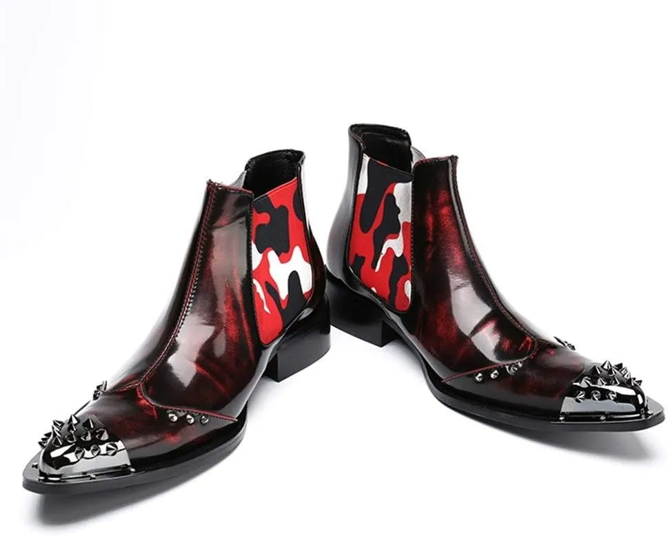 Ankle Boots For Men Pointed Wing Tip Mens Chelsea Boots Office Party Business Holiday Club For Show The First Layer Of Cowhide