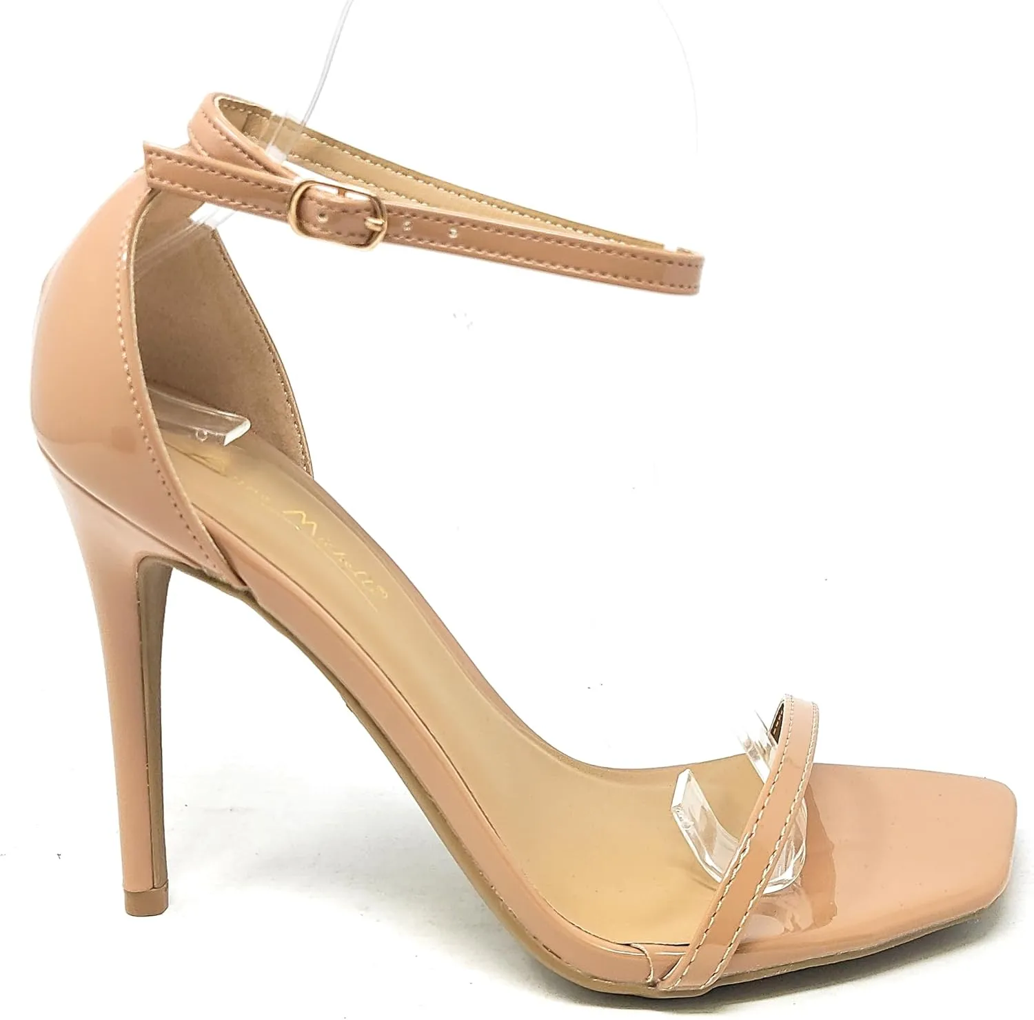 Anne Michelle Women's Neo-01 Square Toe Single Toe & Ankle Strap Stiletto Heels