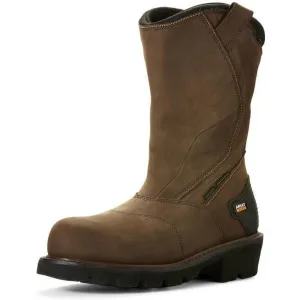 Ariat Men's Powerline 11" Composite Toe Waterproof 400G Insulated Wellington Work Boot- Brown - 10018569