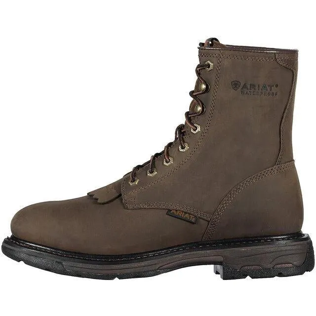 Ariat Men's WorkHog 8" Soft Toe Waterproof Western Work Boot - Oily Brown - 10011939