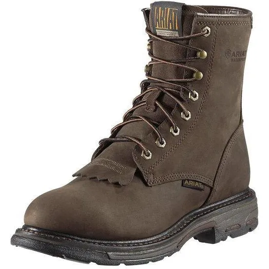 Ariat Men's WorkHog 8" Soft Toe Waterproof Western Work Boot - Oily Brown - 10011939