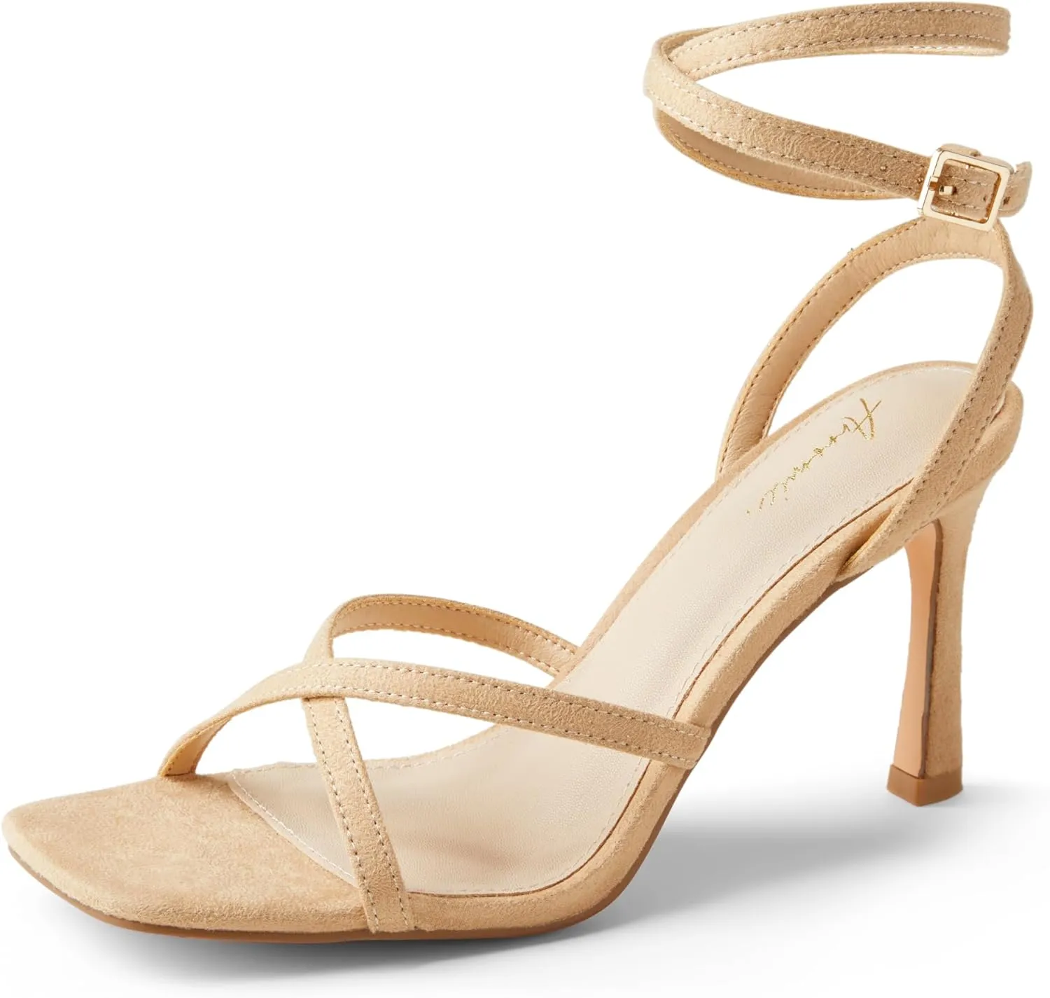 Arromic High Heels for Women Strappy Stilettos Square Open Toe Buckle Ankle Strap Sexy Wedding Dress Heeled Sandals