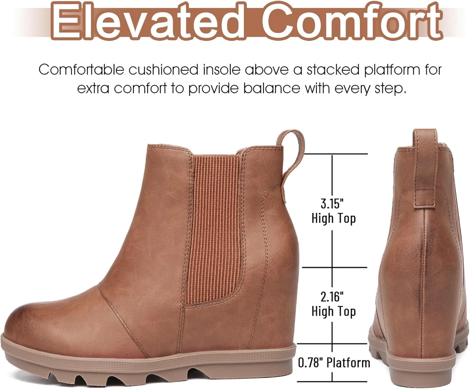 Athlefit Women's Wedge Boots Comfortable Ankle Wedge Booties
