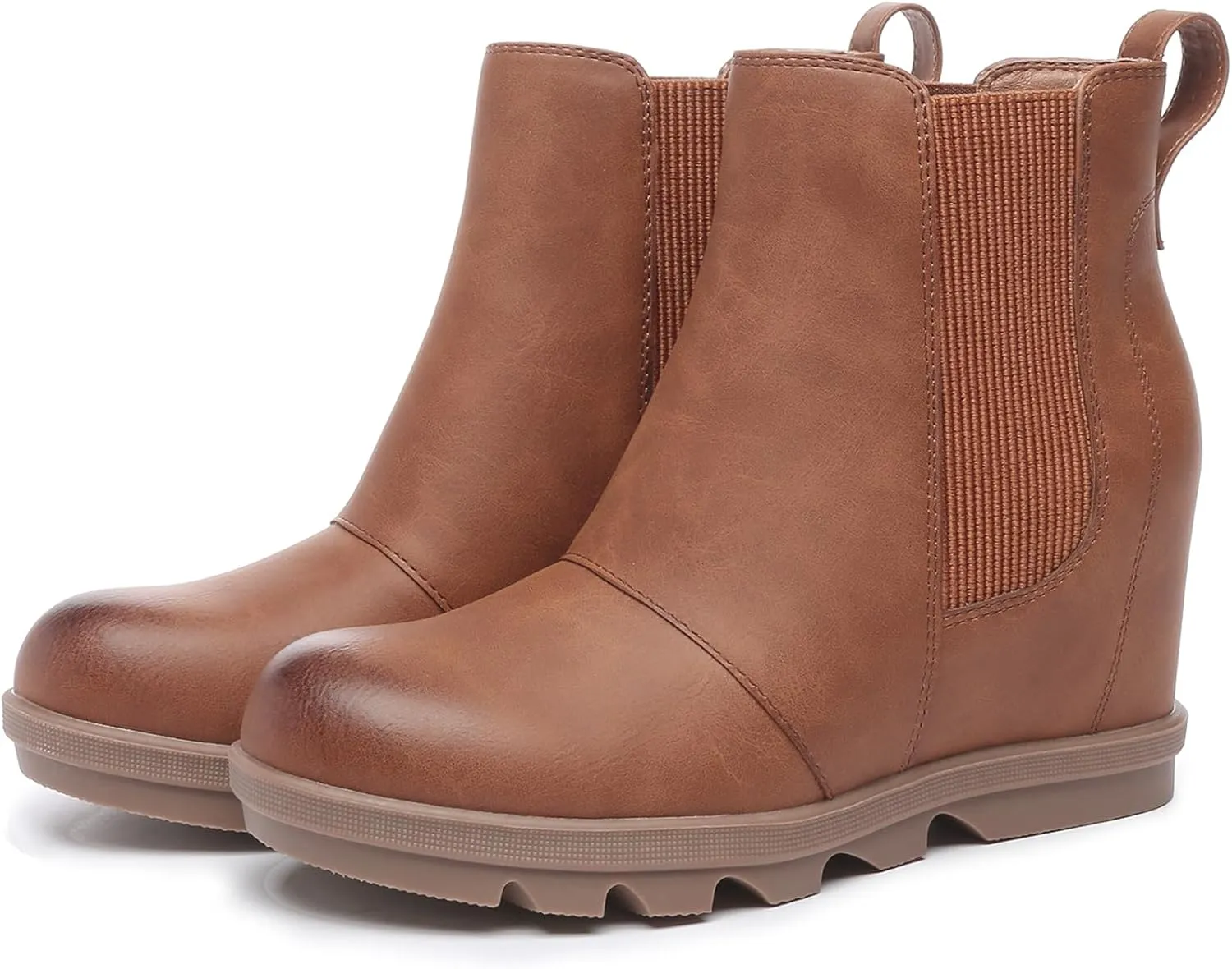 Athlefit Women's Wedge Boots Comfortable Ankle Wedge Booties