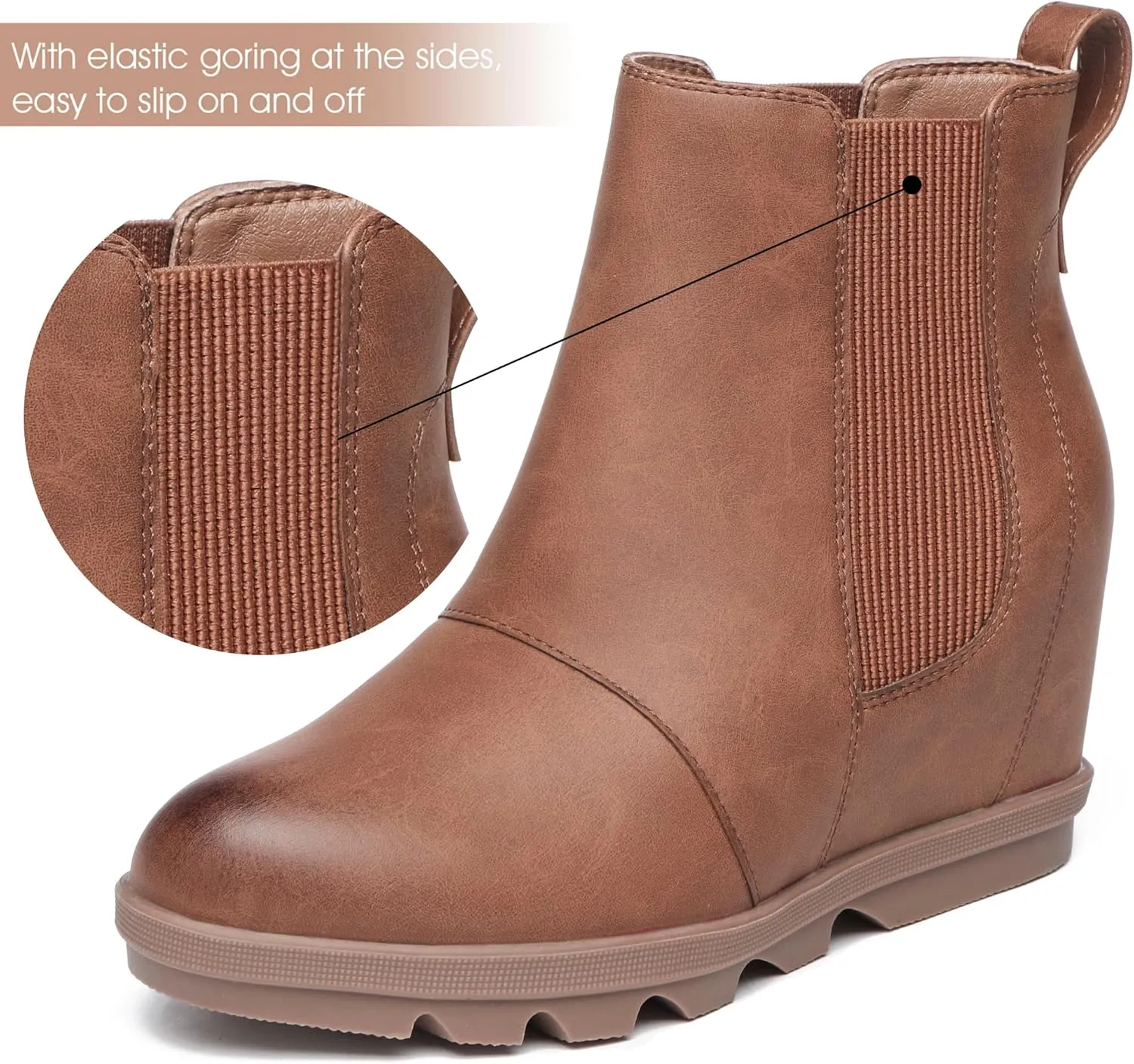 Athlefit Women's Wedge Boots Comfortable Ankle Wedge Booties