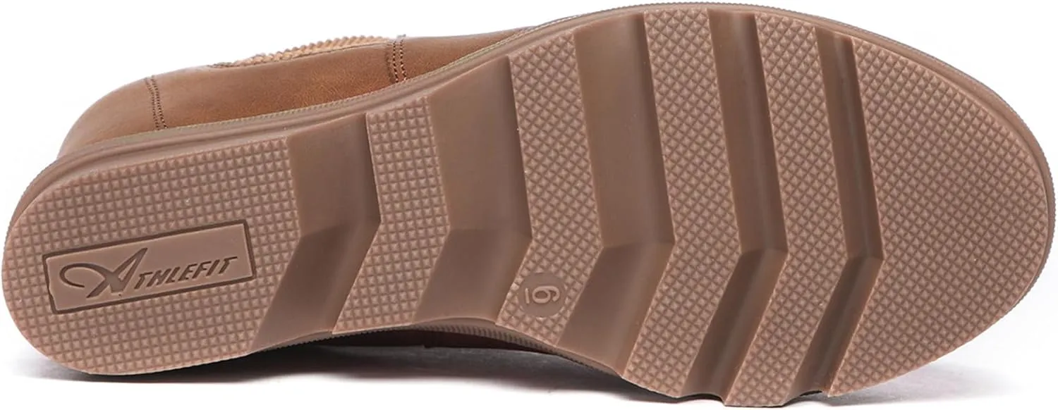 Athlefit Women's Wedge Boots Comfortable Ankle Wedge Booties
