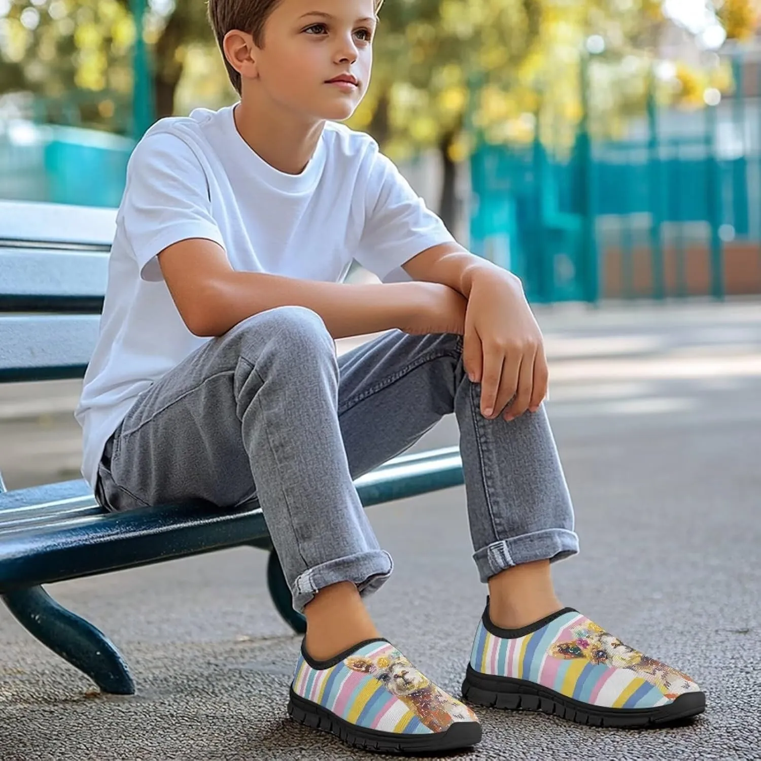 Athletic Running Tennis Shoes Boys Girls Comfort Cushioned Walking Hiking Sneakers Barefoot Slip Garden Shoe for Workout Size 11-15 Black Sole