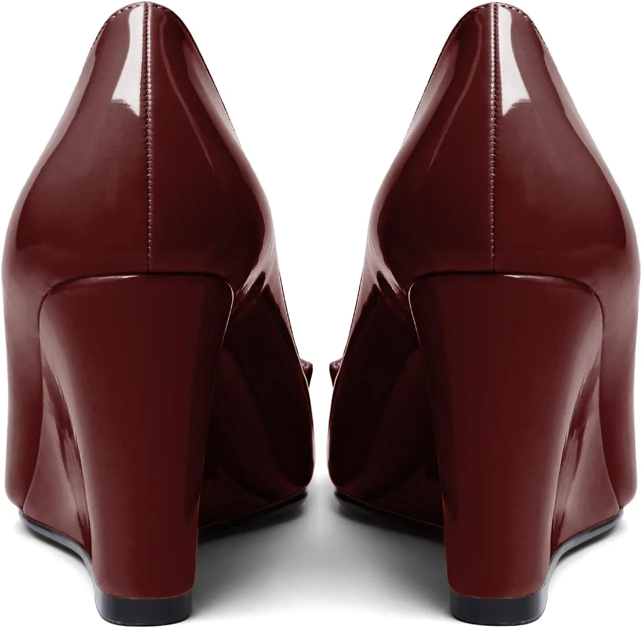 AUMOTED Women Wedge Heels Pumps Pointed Toe Slip on High Heeled Bow Heels Classic Wedge Heel Dress Shoes for Office Wedding Work Evening 3.5 Inches