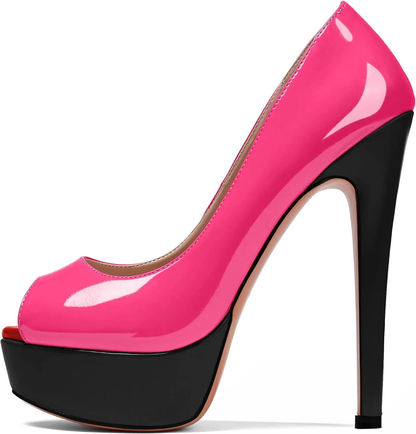 AUMOTED Women's Platform Pumps Peep Toe Stiletto Slip On Sexy High Heels Dress Wedding Party Shoes