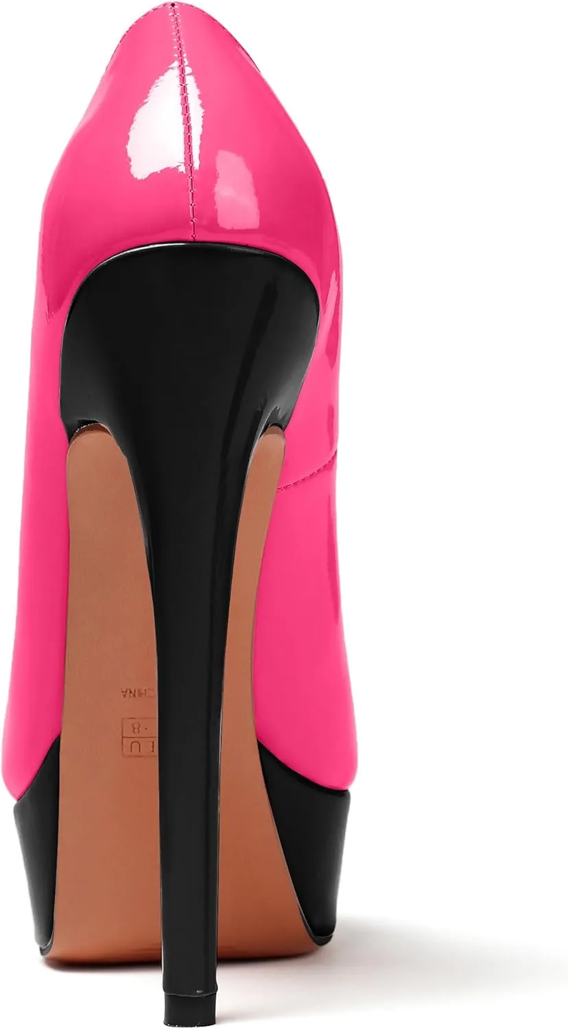 AUMOTED Women's Platform Pumps Peep Toe Stiletto Slip On Sexy High Heels Dress Wedding Party Shoes
