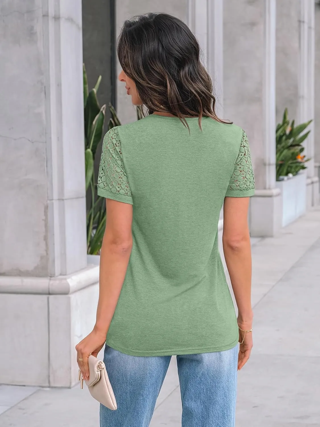 AUTOMET Women's Short Sleeve Shirts Dressy Lace Summer Tops 2025 Spring Trendy Casual T-Shirts Cute Work Outfits Blouses