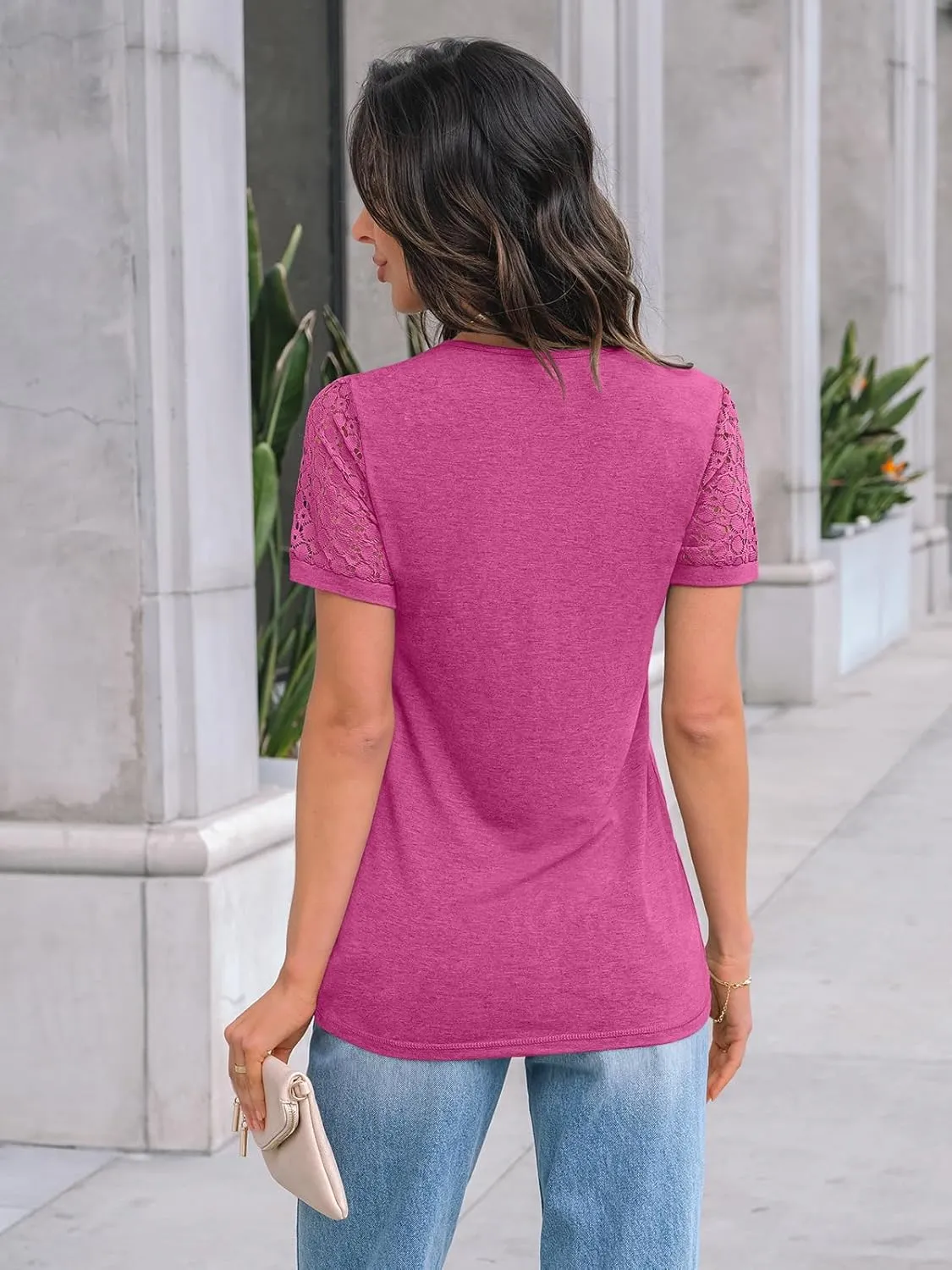 AUTOMET Women's Short Sleeve Shirts Dressy Lace Summer Tops 2025 Spring Trendy Casual T-Shirts Cute Work Outfits Blouses