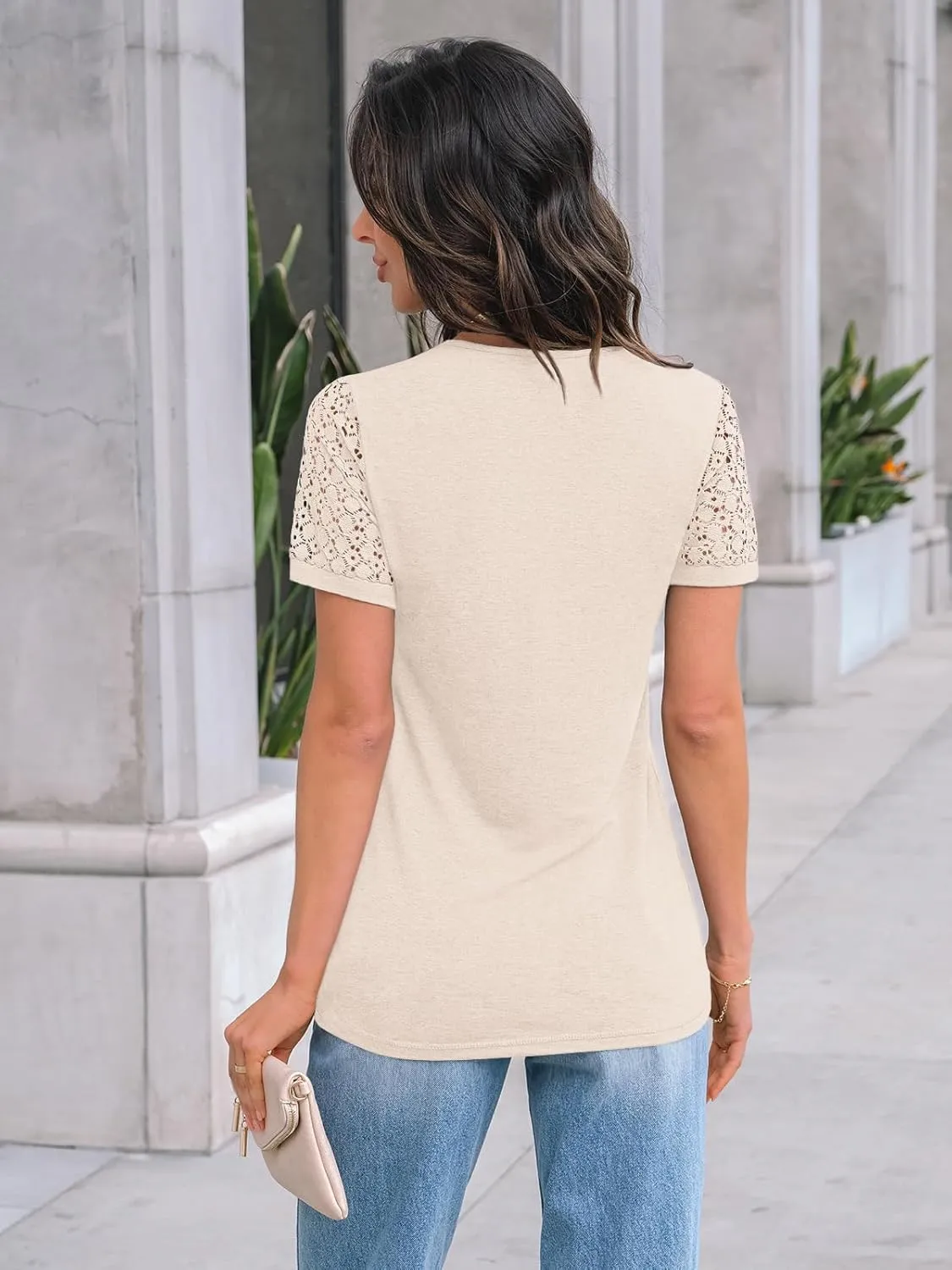 AUTOMET Women's Short Sleeve Shirts Dressy Lace Summer Tops 2025 Spring Trendy Casual T-Shirts Cute Work Outfits Blouses