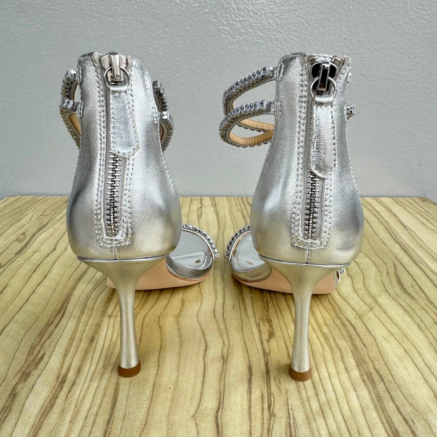 Badgley Mischka Logan Embellished Ankle Strap Heeled Sandal - Size 38