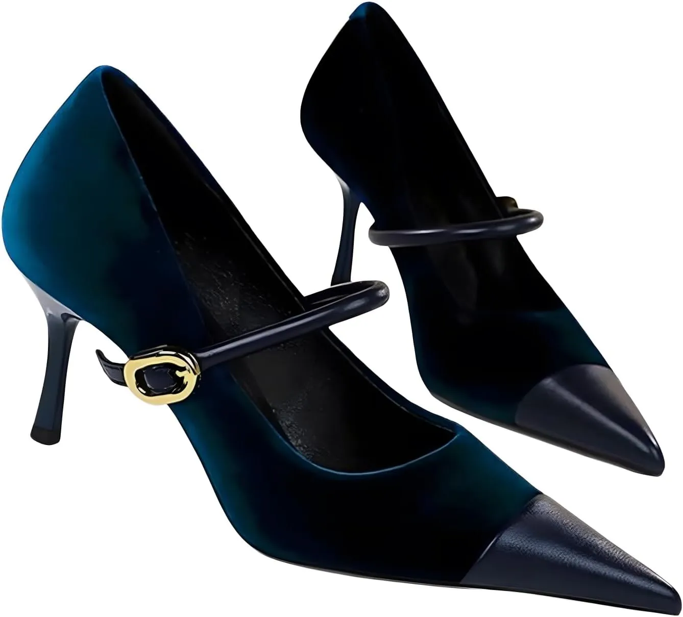 baobeijiadao Womens Pointed Toe Heeled Pumps Slip On Stiletto Heels Single-Strap Wedding Evening Dressy Shoes