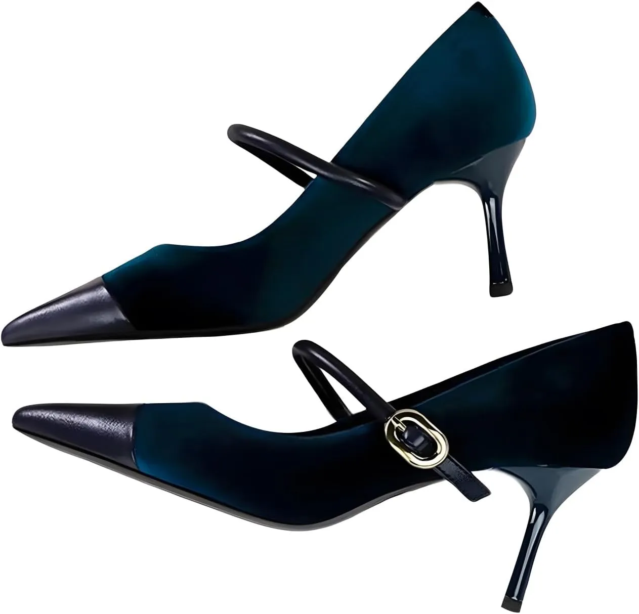 baobeijiadao Womens Pointed Toe Heeled Pumps Slip On Stiletto Heels Single-Strap Wedding Evening Dressy Shoes