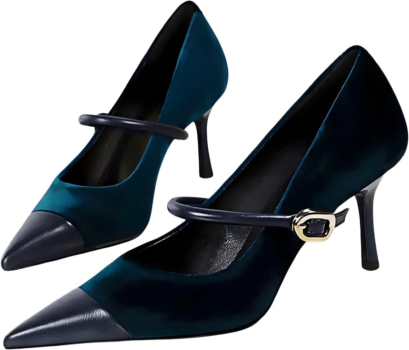 baobeijiadao Womens Pointed Toe Heeled Pumps Slip On Stiletto Heels Single-Strap Wedding Evening Dressy Shoes