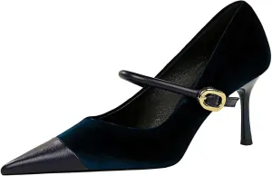 baobeijiadao Womens Pointed Toe Heeled Pumps Slip On Stiletto Heels Single-Strap Wedding Evening Dressy Shoes