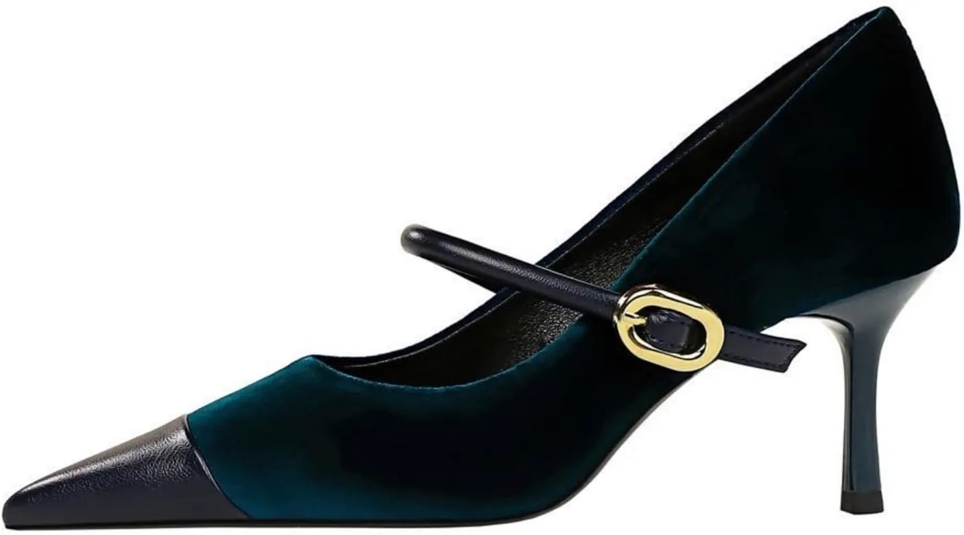 baobeijiadao Womens Pointed Toe Heeled Pumps Slip On Stiletto Heels Single-Strap Wedding Evening Dressy Shoes
