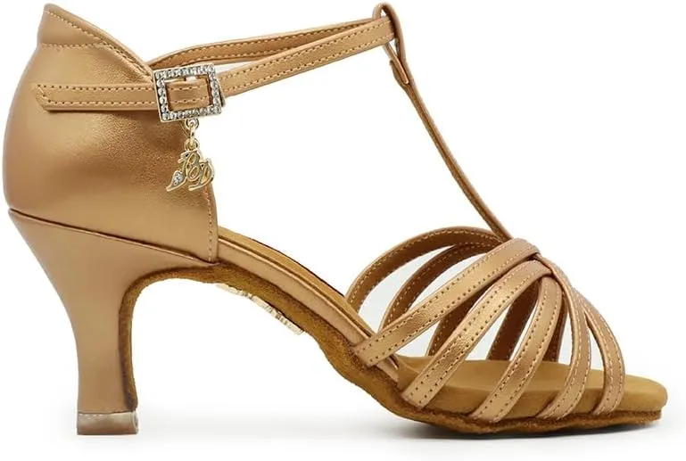 BDdance Women's Latin Dance Shoes Ballroom Salsa Jazz Tango Bachata Flamenco Performance Sandals Gold #217G, 4.5-11