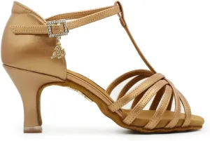 BDdance Women's Latin Dance Shoes Ballroom Salsa Jazz Tango Bachata Flamenco Performance Sandals Gold #217G, 4.5-11