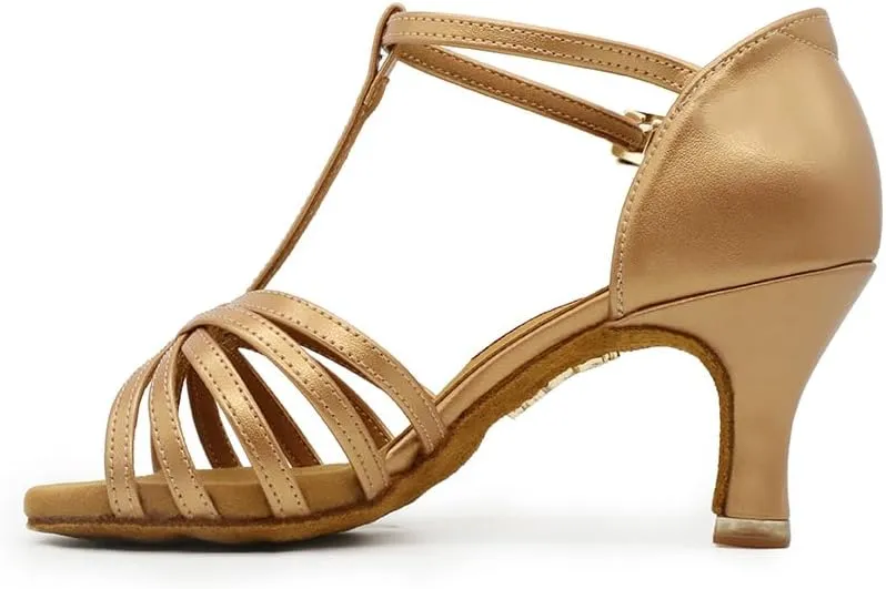 BDdance Women's Latin Dance Shoes Ballroom Salsa Jazz Tango Bachata Flamenco Performance Sandals Gold #217G, 4.5-11
