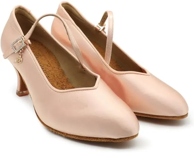 BDdance Women's Latin Modern Jazz Tango Waltz Dance Shoes Ballroom Dancing for Ladies Satin, #138, Light Tan, 4.5-11