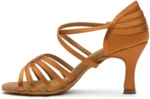 BDdance Women's Latin Salsa Tango Jazz Ballroom Performance Practice Heels #2324 Tan, 4.5-11