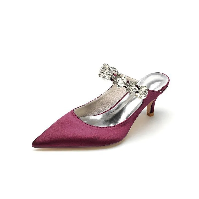Beading Pointed Toe Rhinestone High Heels