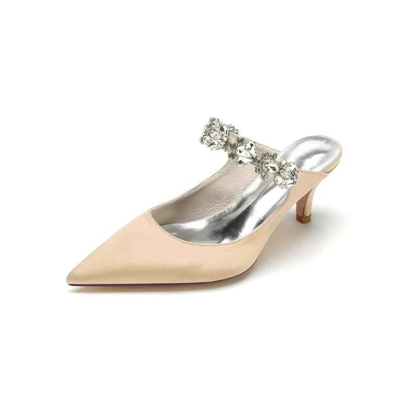 Beading Pointed Toe Rhinestone High Heels