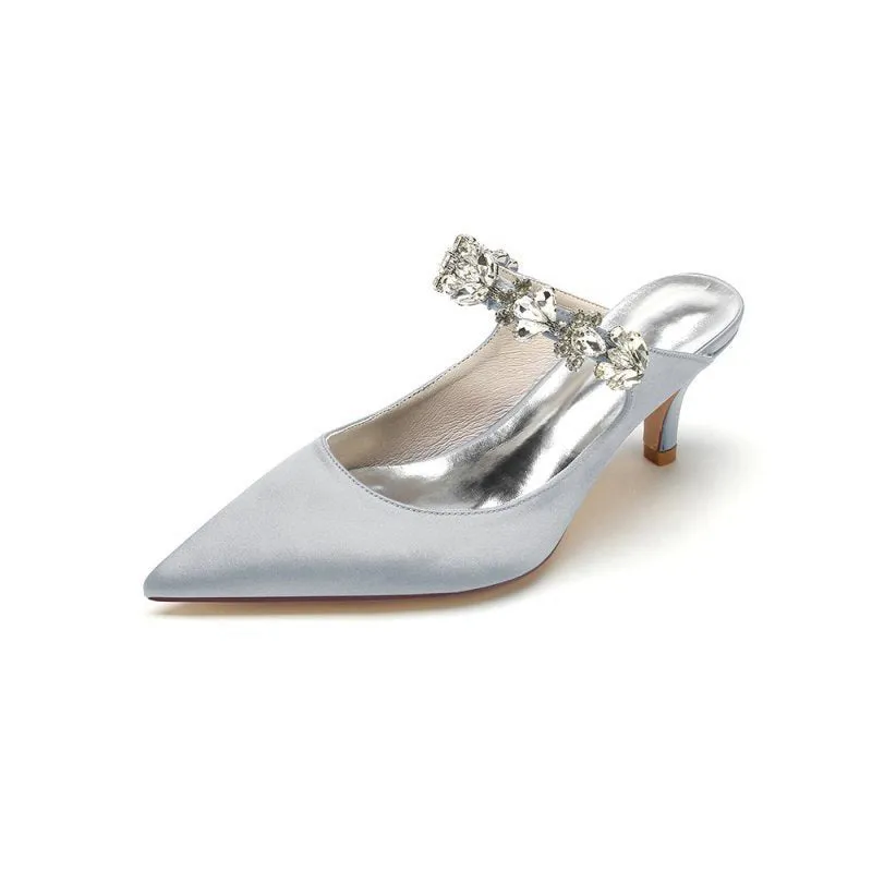 Beading Pointed Toe Rhinestone High Heels