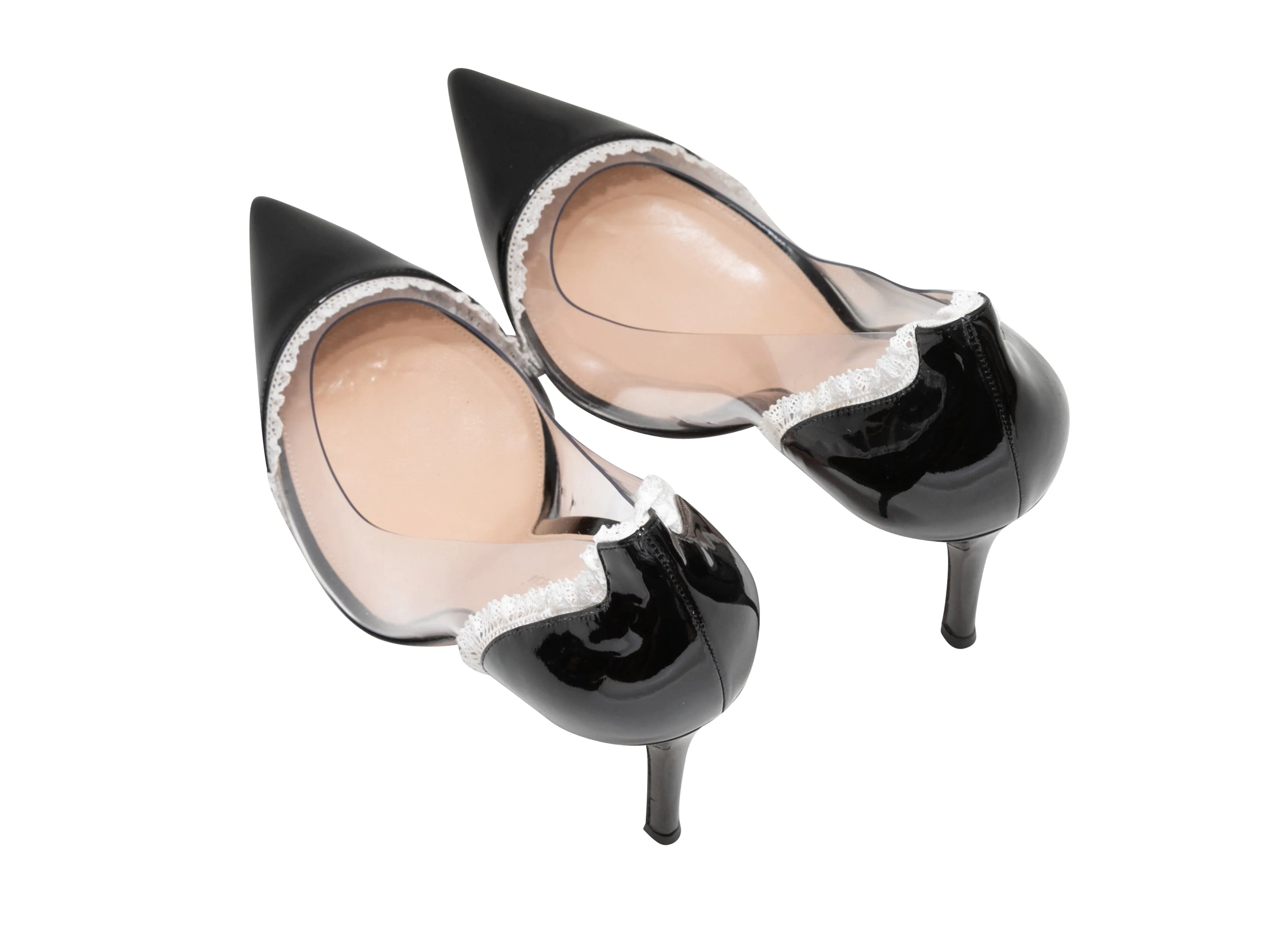 Black & White Gianvito Rossi Patent Pointed-Toe Pumps Size 41