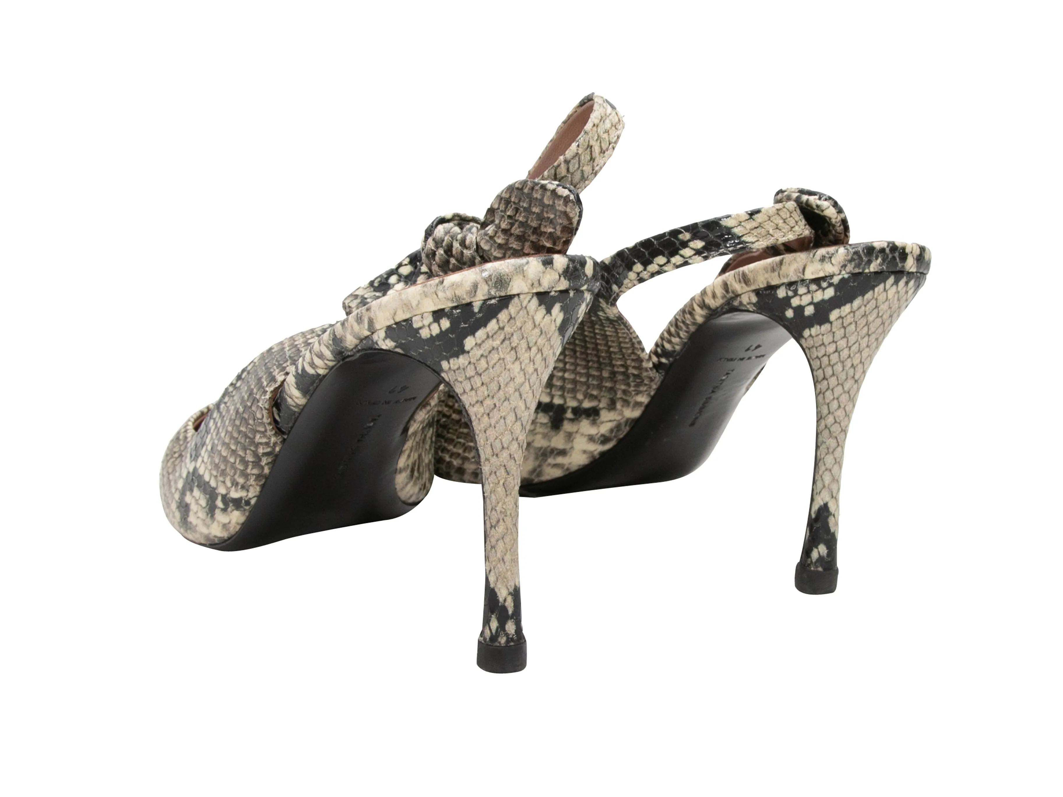 Black & White Tabitha Simmons Python Pointed-Toe Slingbacks Size 41