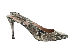 Black & White Tabitha Simmons Python Pointed-Toe Slingbacks Size 41