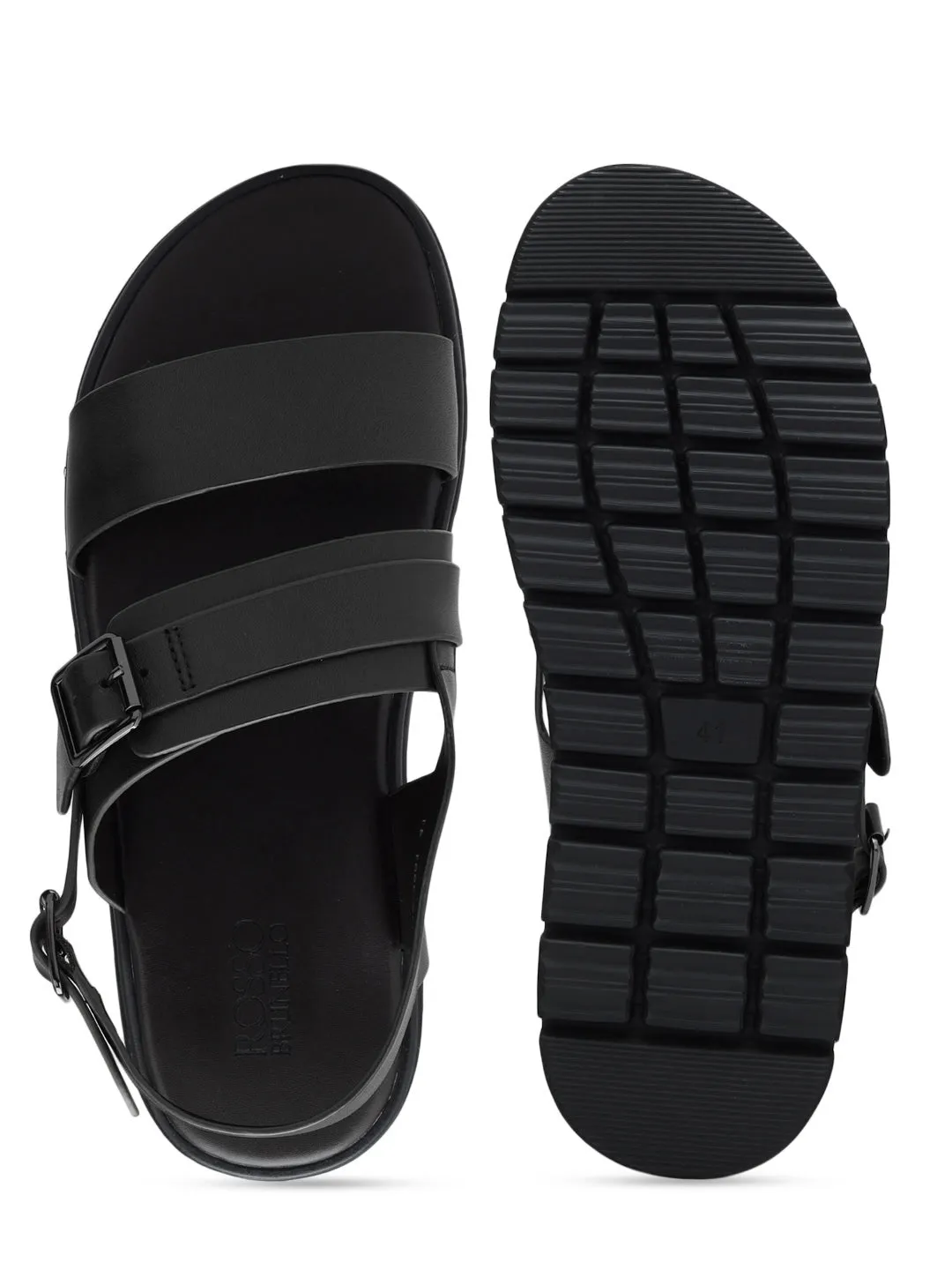 Black Strappy Leather Sandals