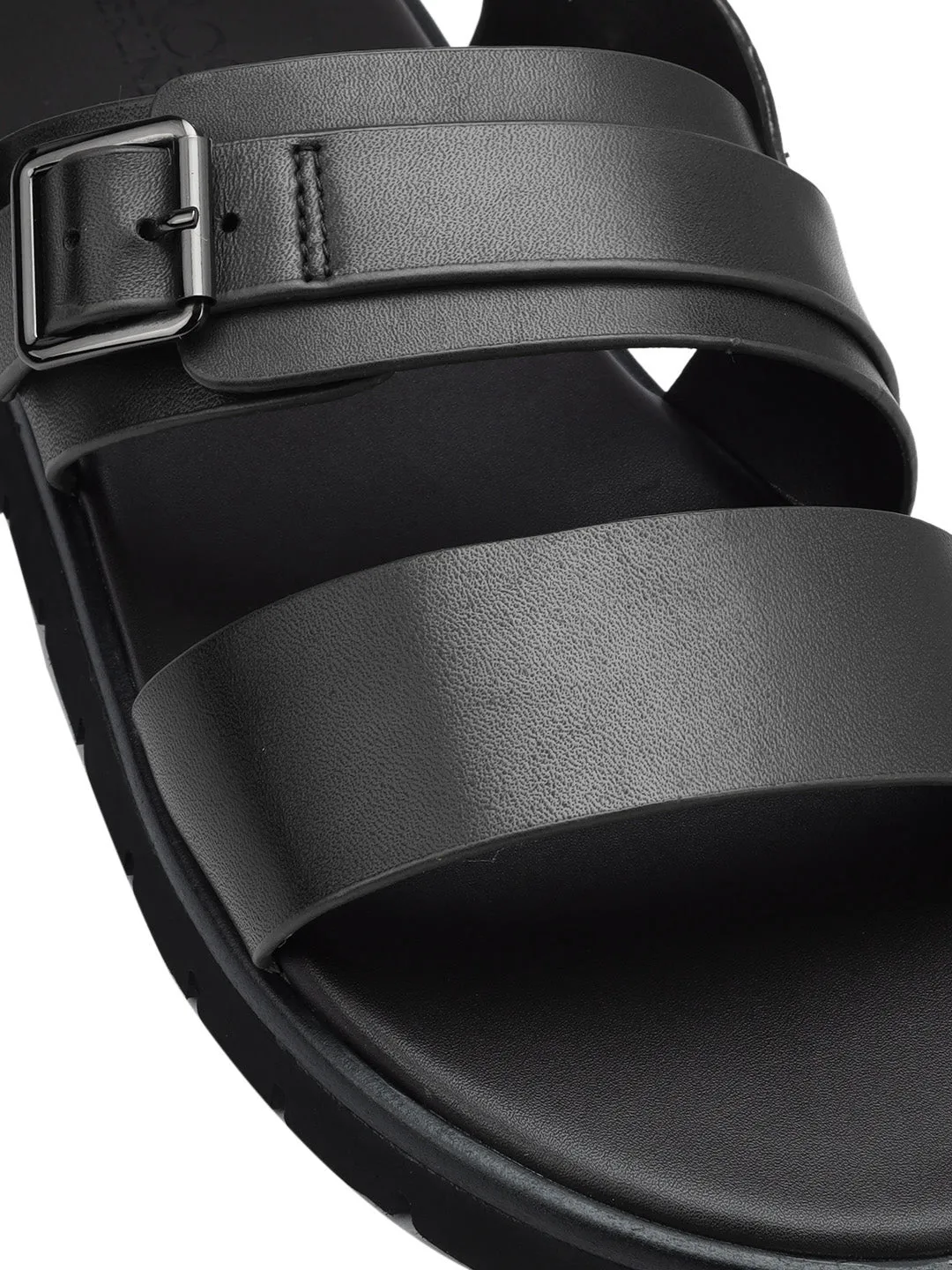 Black Strappy Leather Sandals