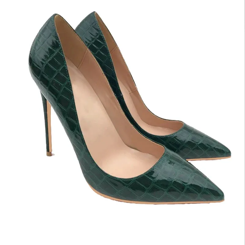 blackish green women's pointed high heels