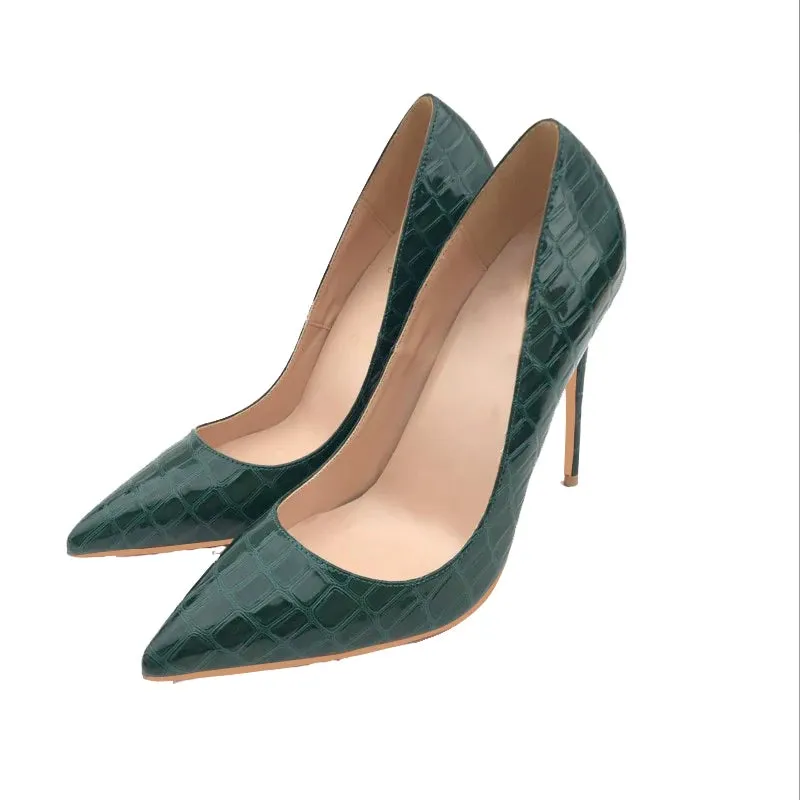 blackish green women's pointed high heels