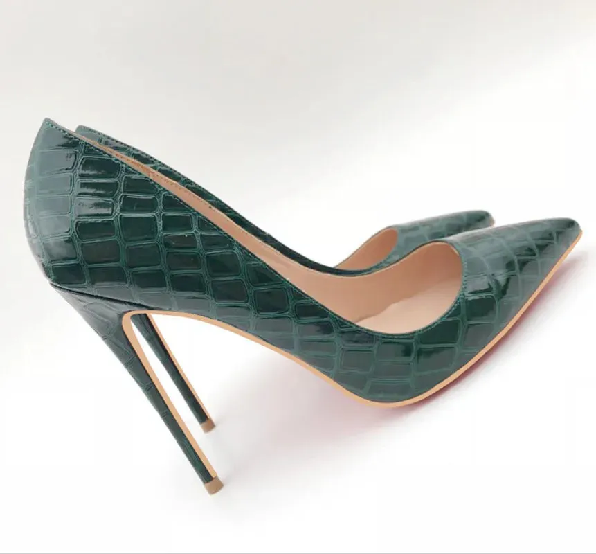 blackish green women's pointed high heels