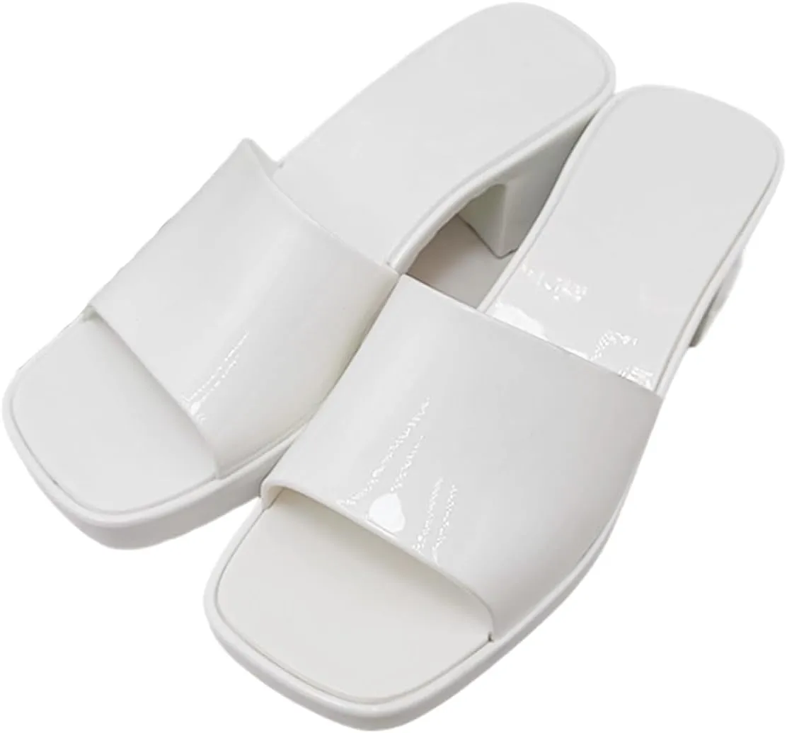Block Heel Sandals for Women Casual Chunky Heel Jelly Shoes Women Jelly Heels Slip on Sandals Open Toe Sandals
