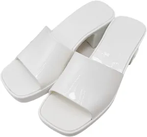 Block Heel Sandals for Women Casual Chunky Heel Jelly Shoes Women Jelly Heels Slip on Sandals Open Toe Sandals