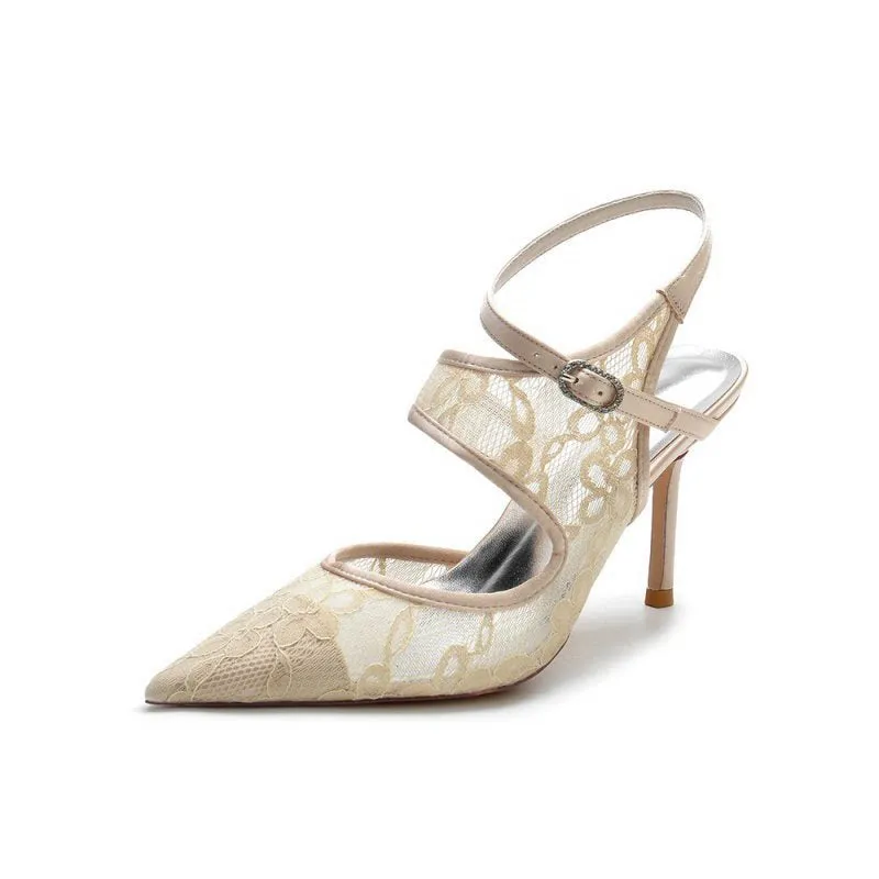 Bridal Heels with Lace Appliques