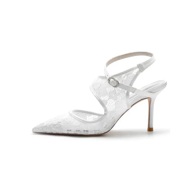 Bridal Heels with Lace Appliques
